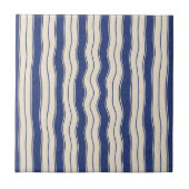 Wavy Blue en White Stripes Tegeltje (Voorkant)