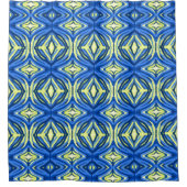 Wavy Blue en Yellow Kaleidoscope Douchegordijn (Voorkant)