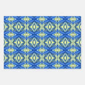 Wavy Blue en Yellow Kaleidoscope Inpakpapier Vel (Voorkant)