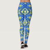 Wavy Blue en Yellow Kaleidoscope Leggings (Achterkant)