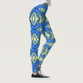 Wavy Blue en Yellow Kaleidoscope Leggings (Rechts)
