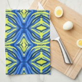 Wavy Blue en Yellow Kitchen Towels Theedoek (Quarter Fold)