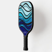 Wavy blue geometrisch grafisch monogram pickleball paddle (Links)