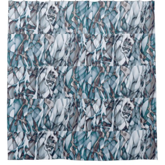 Wavy Blue Gold Abstract Art-strand handdoeken Douchegordijn (Voorkant)