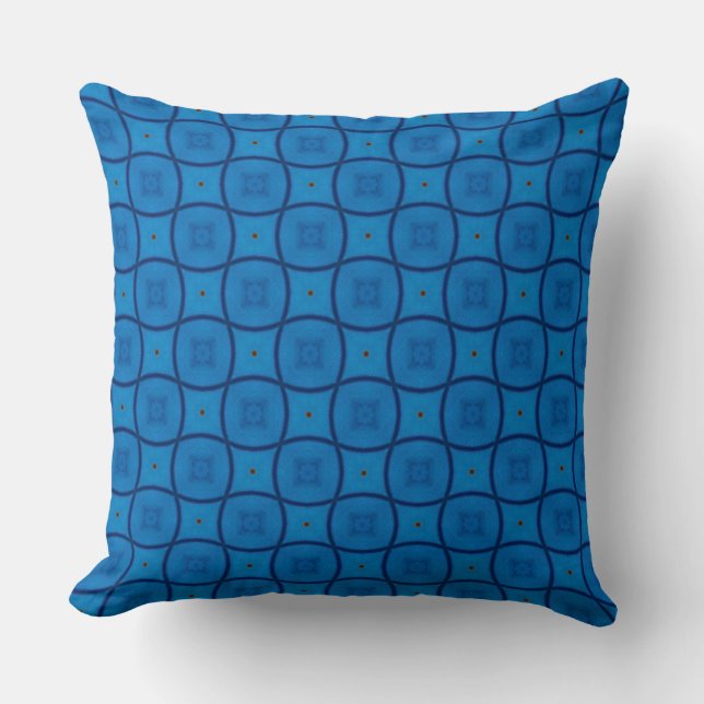 Wavy Blue Lines Design Pattern Sierkussen (Voorkant)