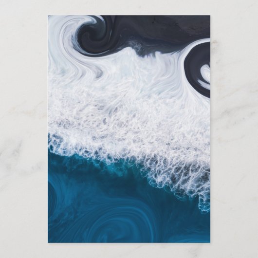 Wavy Blue Ocean Artistic Summer Beach Bruiloft Sch Menu (Achterkant)