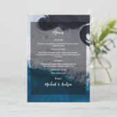 Wavy Blue Ocean Artistic Summer Beach Bruiloft Sch Menu (Staand voorkant)