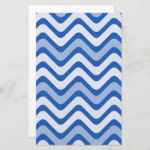 Wavy Blue Pattern Briefpapier (Voorkant / Achterkant)
