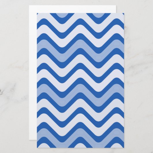 Wavy Blue Pattern Briefpapier (Voorkant / Achterkant)