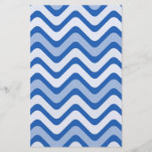 Wavy Blue Pattern Briefpapier (Voorkant)