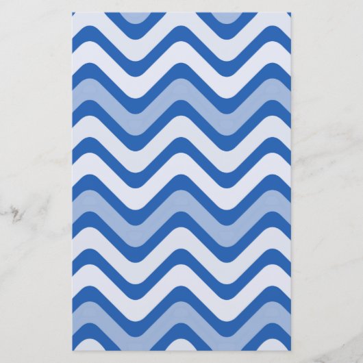 Wavy Blue Pattern Briefpapier (Voorkant)