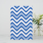 Wavy Blue Pattern Briefpapier (Staand voorkant)