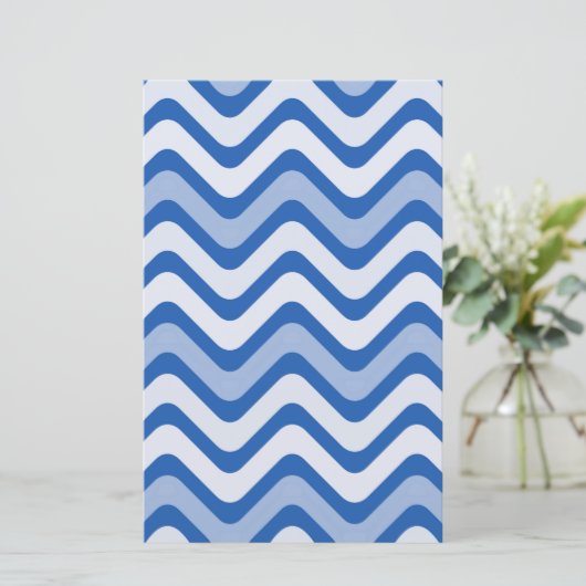 Wavy Blue Pattern Briefpapier (Staand voorkant)