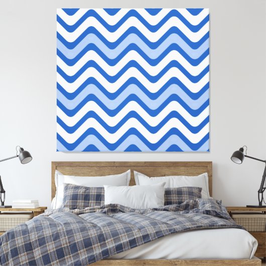 Wavy Blue Pattern Canvas Afdruk (Insitu (Slaapkamer))