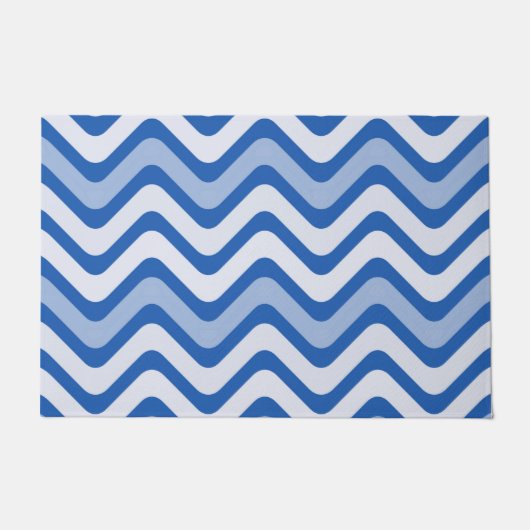 Wavy Blue Pattern Deurmat (Voorkant)