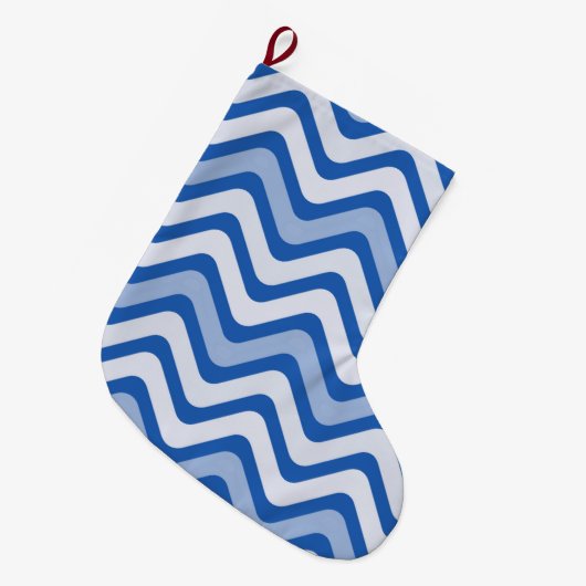 Wavy Blue Pattern Grote Kerstsok (Voorkant (Hangend))