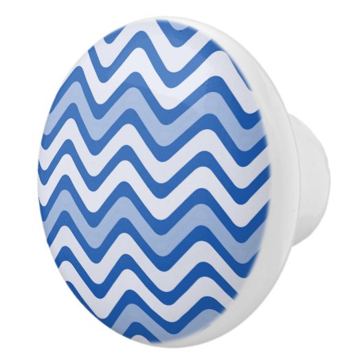Wavy Blue Pattern Keramische Knop (Rechts)