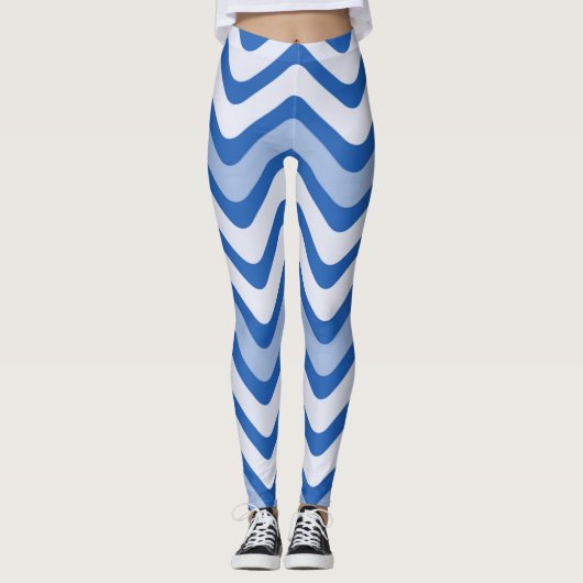 Wavy Blue Pattern Leggings (Voorkant)