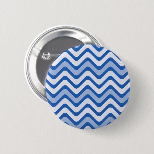 Wavy Blue Pattern Ronde Button 5,7 Cm (Voorkant /achterkant)