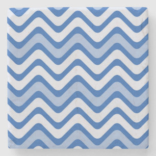 Wavy Blue Pattern Stenen Onderzetter