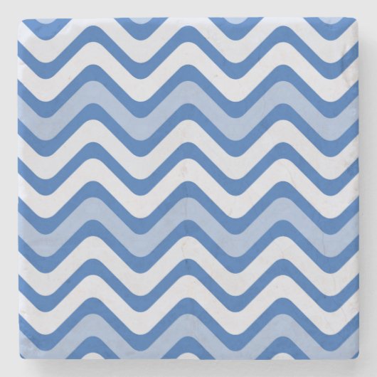 Wavy Blue Pattern Stenen Onderzetter (Voorkant)