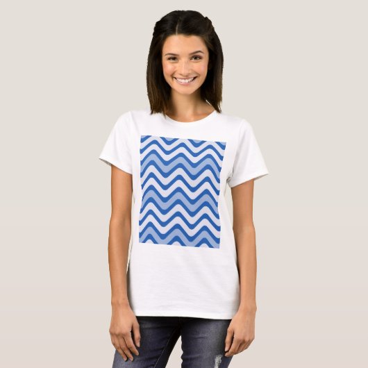 Wavy Blue Pattern T-shirt (Voorkant volledig)