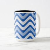 Wavy Blue Pattern Tweekleurige Koffiemok (Voorkant rechts)