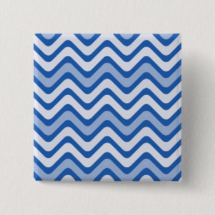 Wavy Blue Pattern Vierkante Button 5,1 Cm