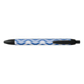 Wavy Blue Pattern Zwarte Inkt Pen (Achterkant)