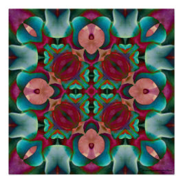 Wavy Blue Pink en Blue Green Kaleidoscope Poster