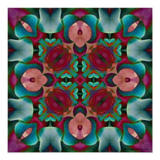Wavy Blue Pink en Blue Green Kaleidoscope Poster (Voorkant)
