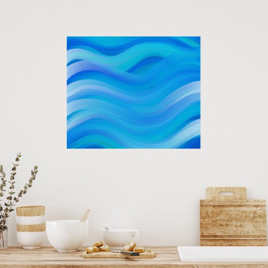 Wavy Blue Poster (Keuken)