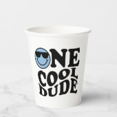 Wavy Blue Preppy Smile One Cool Dude 1e verjaardag Papieren Bekers (Voorkant)