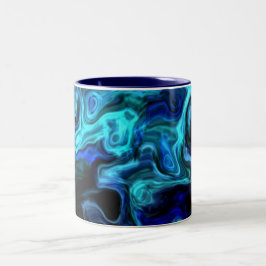 Wavy Blue Swirls Modern Art 555.55 Tweekleurige Koffiemok