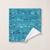 Wavy Blue Zee Pattern Bad Handdoek (Wasdoekje)