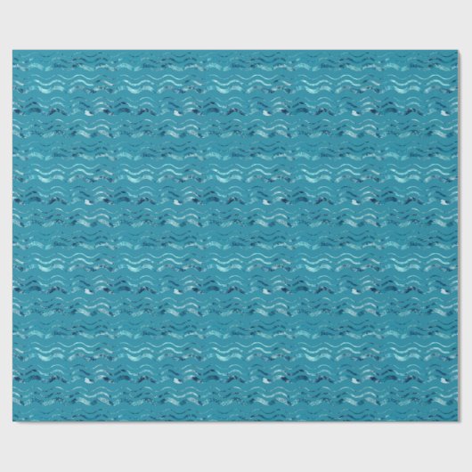 Wavy Blue Zee Pattern Cadeaupapier (Vlak)