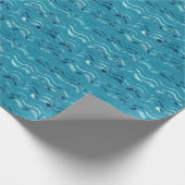 Wavy Blue Zee Pattern Cadeaupapier (Hoek)
