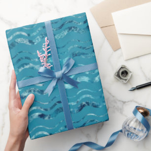 Wavy Blue Zee Pattern Cadeaupapier