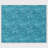 Wavy Blue Zee Pattern Cadeaupapier (Vlak)