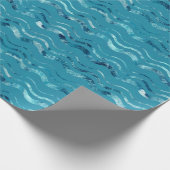 Wavy Blue Zee Pattern Cadeaupapier (Hoek)