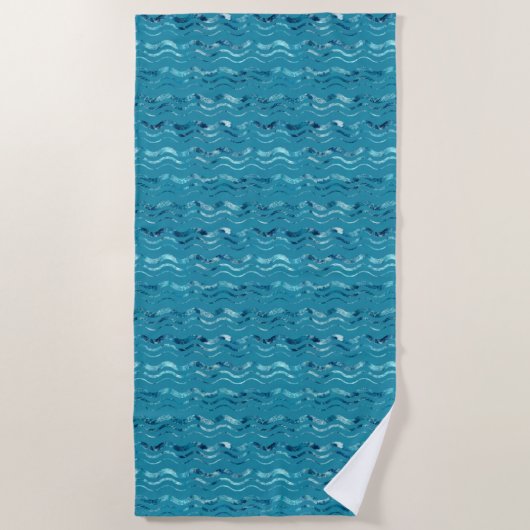 Wavy Blue Zee Pattern Strandlaken (Voorkant)