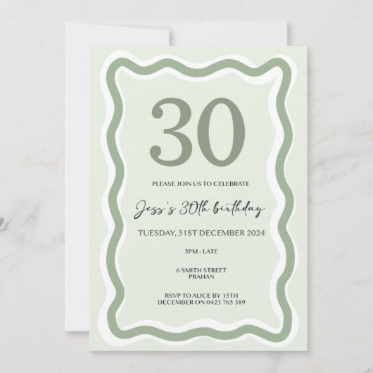 Wavy Border 30e uitnodiging (Voorkant)
