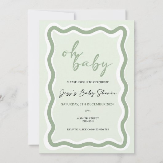 Wavy Border Baby shower Kaart (Voorkant)