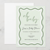 Wavy Border Baby shower Kaart (Voorkant / Achterkant)