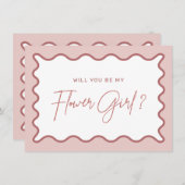 Wavy Border Bloemenmeisje Voorstel Kaart (Voorkant / Achterkant)