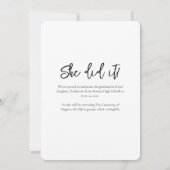 Wavy Border Bow Black Foto Afstuderen Kaart (Achterkant)