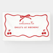 Wavy Border Hand getrokken kersen op de top Spandoek (Horizontaal)