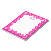 Wavy Border Hot Pink & White Personalized Name Notitieblok (Linkerzijde)