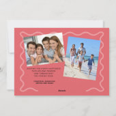 Wavy Border Merry Christmas 3 foto's Rood Feestdagenkaart (Achterkant)