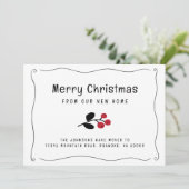 Wavy Border Red Berries Vakantie verhuizen Aankondiging (Staand voorkant)